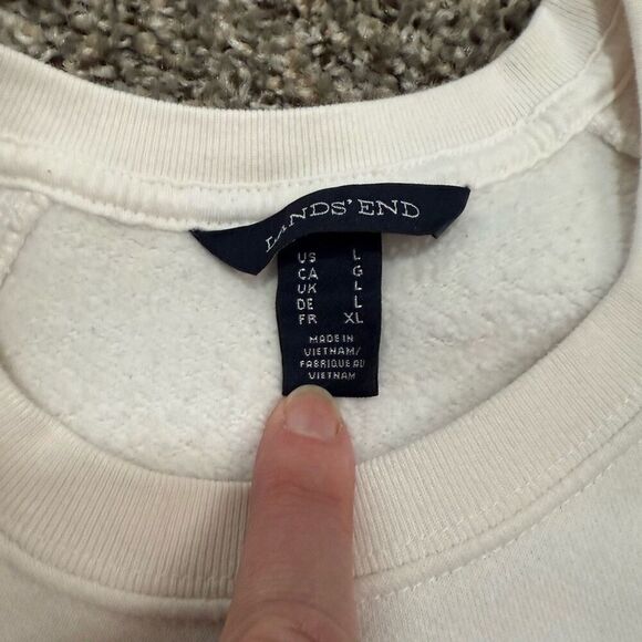 Vintage Lands End White Sweatshirt Graphic Novelty Motorcycle Dog Large - Picture 4 of 7